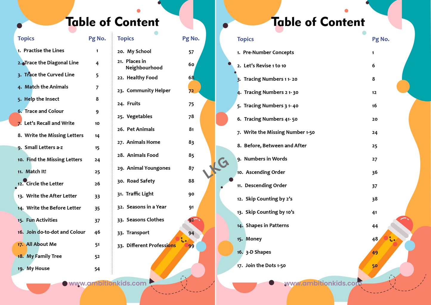 LKG Hard Copy Kids Worksheets