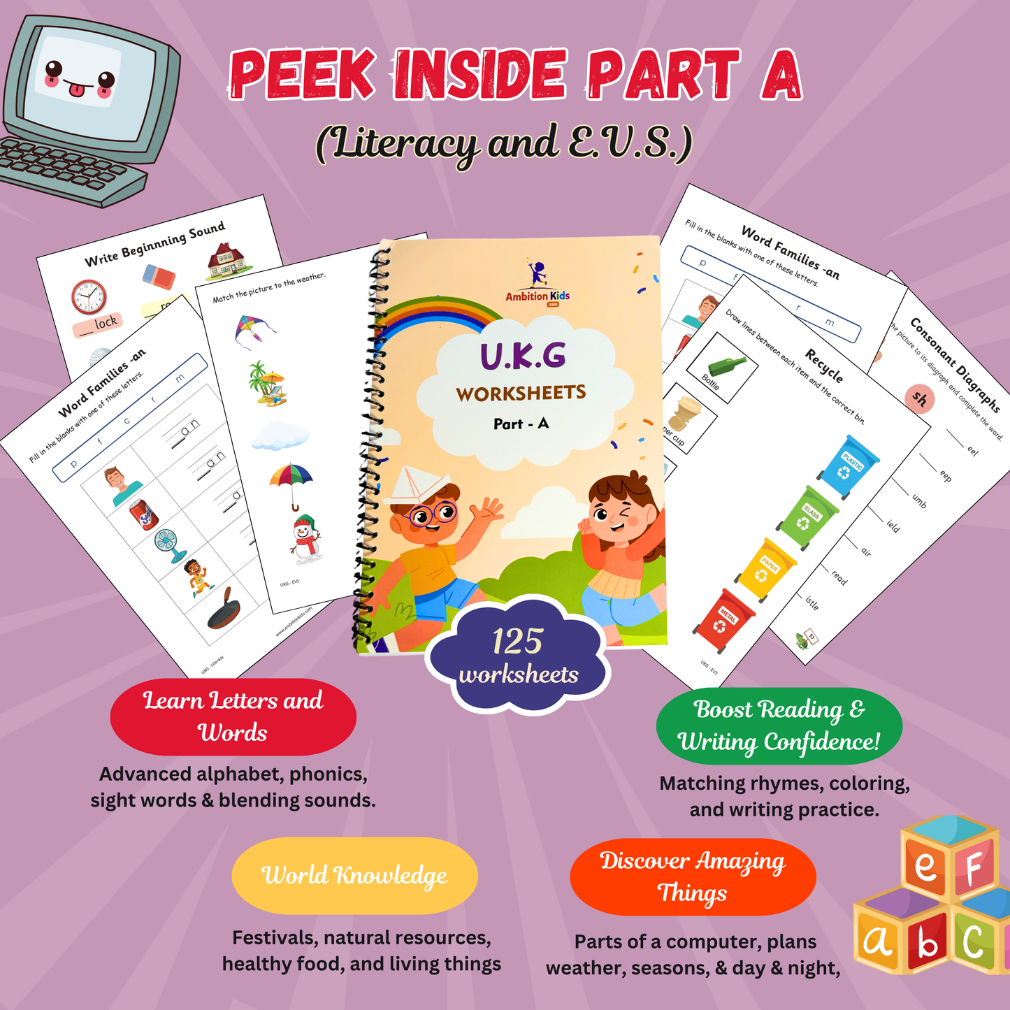 UKG Hard Copy Kids Worksheets