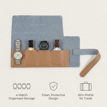 The Voyager | 4-Slots Travel Watch Roll