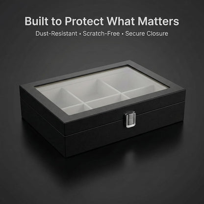 6-Slot Belt Organizer Box | Dust-Free Storage