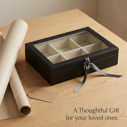 6-Slot Belt Organizer Box | Dust-Free Storage